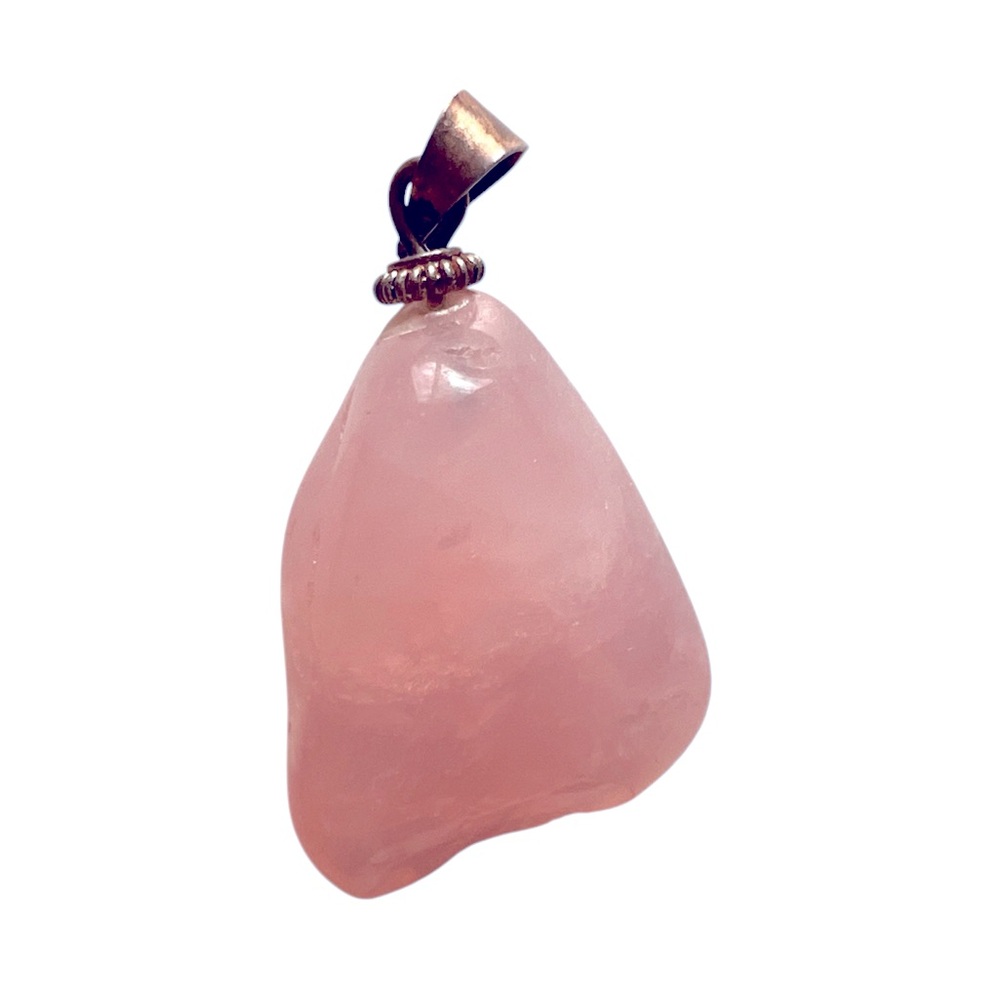 New Vintage Pink Rose Quartz Sterling Silver Stone Pendant